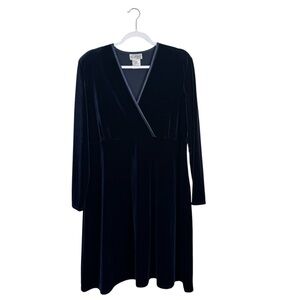 K.C Spencer Y2K Navy Event Party Velvet Plus Size 16 Faux Wrap Swing Dress